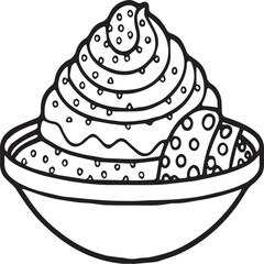 Food and Snacks Coloring pages for coloring book. Food outline vector