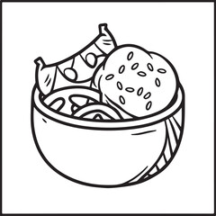 Food and Snacks Coloring pages for coloring book. Food outline vector