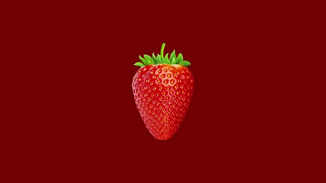 strawberry on a red background animation video