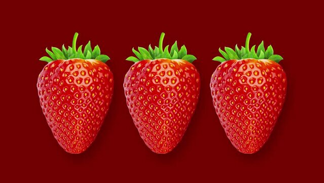 strawberry on a red background animation video