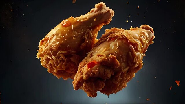 Delicious Fried Chicken Wings on Background