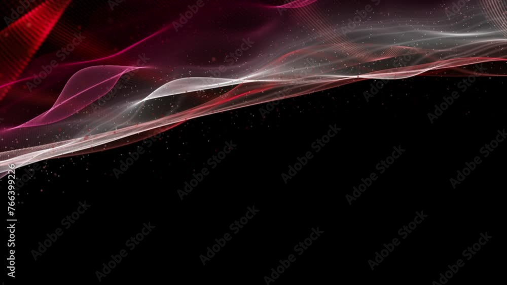 Poster Powerful video animation with particle wave object in slow motion and space for text, 4096x2304 loop 4K