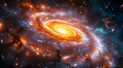 Hypnotic swirl of galaxies colliding in of cosmic chaos