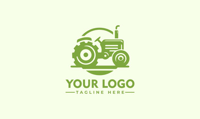 Premium Vector Tractor Logo Illustration - Farming Industrial Vehicle Emblem Design - Simple Minimalist Badge - obrazy, fototapety, plakaty