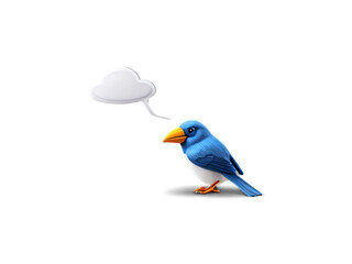 Fototapeta premium small blue bird with empty thought bubble