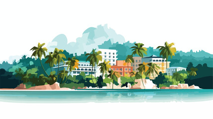 Ocho Rios in Jamaica flat vector isolated on white background