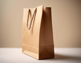 Brown Paper Shopping Bag on White Background
