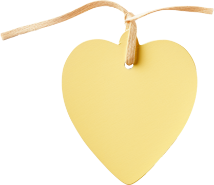 yellow heart price tag isolated on white or transparent background,transparency 