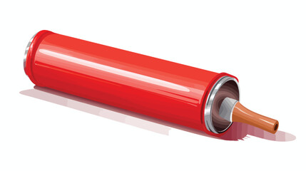 Paint Roller With Red Paint flat vector isolated on white