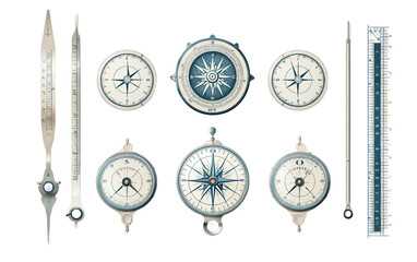 Precision Compass Set for Accurate Drawing and Measurement Isolated on Transparent Background PNG.