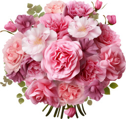pastel pink flower bouquet isolated on white or transparent background,transparency 