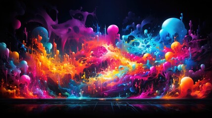 Obraz na płótnie Canvas Ethereal Neon Dreamscape - Captivating Interstellar Landscape of Vibrant Lights,Colors,and Fluid Forms