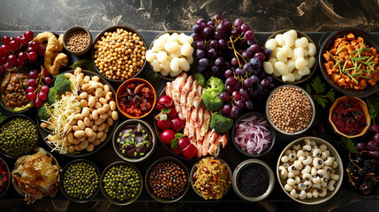 Fototapeta premium Artful Presentation of New Year's Food Traditions from Around the Globe