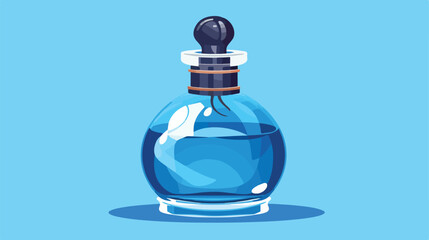 Perfume bottle. Isolated on blue background. Raster v