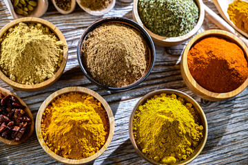 Composition with assortment of spices and herbs