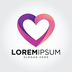 heart logo vector on white background 