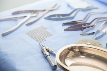 Medical instruments in the surgical operating room before surgery. High quality photo