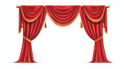 Red Curtains flat vector isolated on white background
