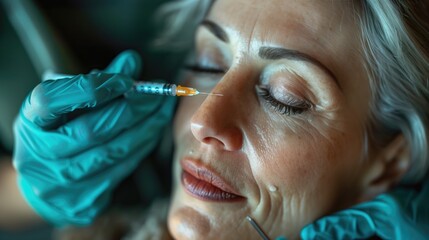 woman Having Cosmetic Injection Treatment at Beauty Clinic