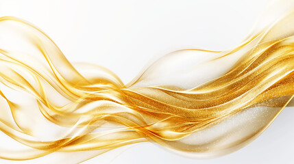 Naklejka premium Abstract gold particle and luxury wave pattern on white background. 3D illustration.