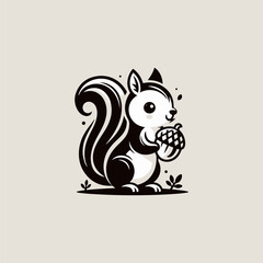 Vector drawing of sweet squirrel with acorn