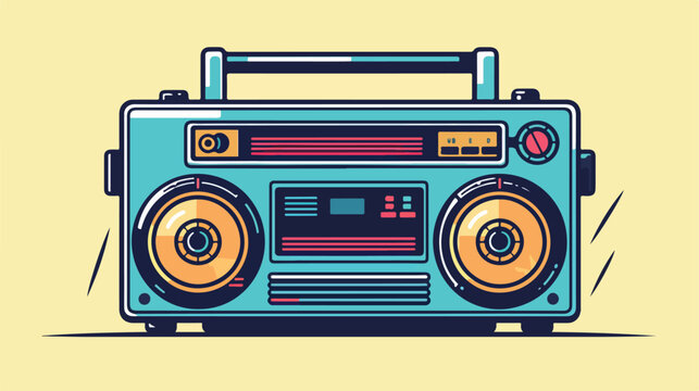 Retro radio line style icon design Music sound melody