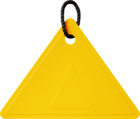 yellow triangle price tag,price tag for produtcs isolated on white or transparent background  