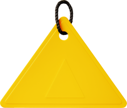yellow triangle price tag,price tag for produtcs isolated on white or transparent background  