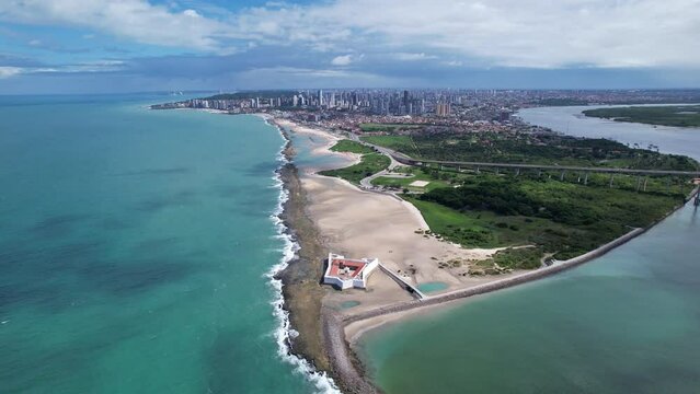 Aerial view of Reis dos Magos fort, in Natal, Rio Grande do Norte, Brazil.