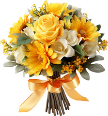 yellow flower bouquet isolated on white or transparent background,transparency  