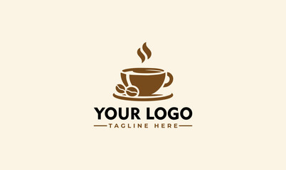 Premium Coffee Shop Logo - Cafe Mug Icon - Latte Aroma Symbol - Espresso Hot Drink Cup Sign - Arabica Cappuccino Emblem - Vector Illustration