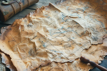 Vintage World Map on Burnt Parchment, Antique Cartography Exploration