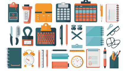Vector Office Supplies Icons flat vector isolated on