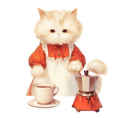 Cat and Coffee | Clipart Transparent PNG