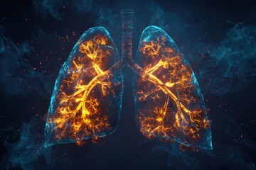 A striking visualization of human lungs, highlighting the bronchial tree and respiratory function - obrazy, fototapety, plakaty