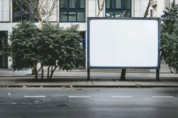 Blank white billboard on the street, mockup for design