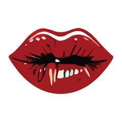  Female lips lipstick kiss for valentine day and love illustration. Collection of Lips marks with grunge effect. Vector illustration. 