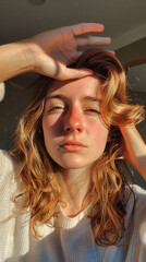 Naklejka premium selfie of a pretty girl