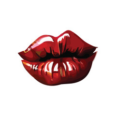  Female lips lipstick kiss for valentine day and love illustration. Collection of Lips marks with grunge effect. Vector illustration. 
