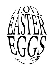 Easter egg icon with warped text inside egg - I love Easter eggs.