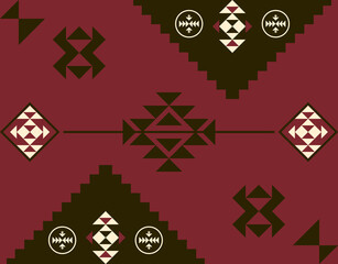 Navajo Pattern Fabric Design Concept Color Red Black Orange. Print Clothing Pants Shirts Wallpaper Multipurpose cloth Home decoration Fashion Ethnic Textile industry and more.