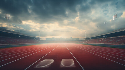 Fototapeta premium Athlete track or running track with green trees in playground