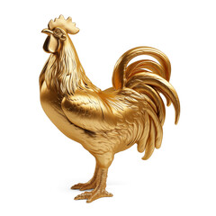 Golden rooster isolated on white background - obrazy, fototapety, plakaty