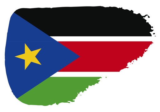 South Sudan flag with palette knife paint brush strokes grunge texture design. Grunge brush stroke effect