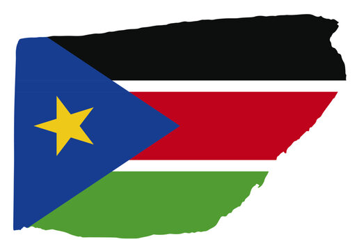 South Sudan flag with palette knife paint brush strokes grunge texture design. Grunge brush stroke effect