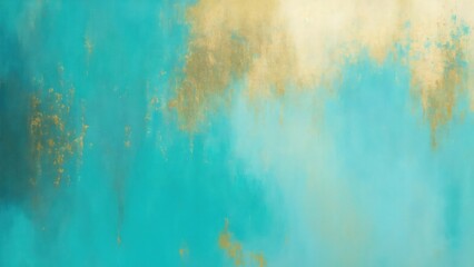 Abstract Cyan, Teal Gold and Gray art. Hand drawn by dry brush of paint background texture. Oil painting style