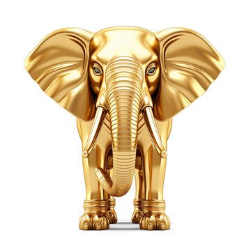 recommend clip art: Golden elephant statue isolated on white
