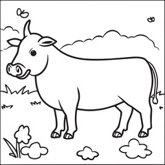 Farm animals coloring pages for coloring book. Animals outline vector