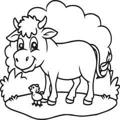 Farm animals coloring pages for coloring book. Animals outline vector