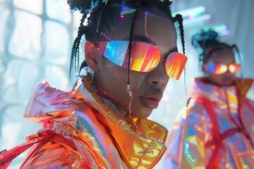 Digital Fashion Illustrations featuring cutting-edge ensembles, where each piece is rendered in stunning detail, reflecting the fusion of technology and style in a future-focused virtual setting